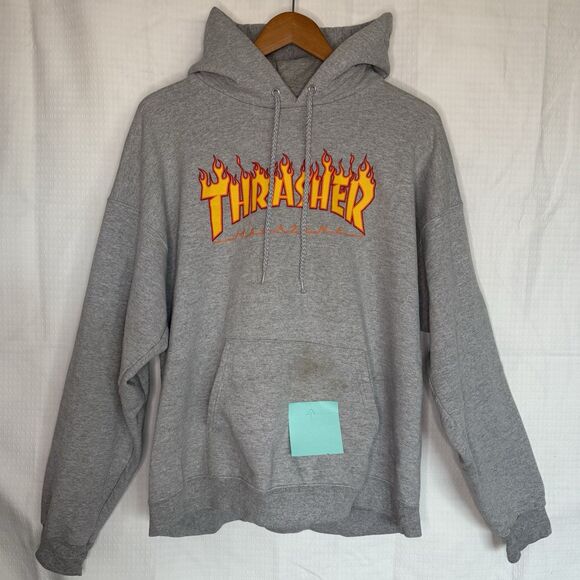 Thrasher Magazine Men’s Flame Logo Hoodie Gray Size Large See Images: Call Out - Picture 1 of 5